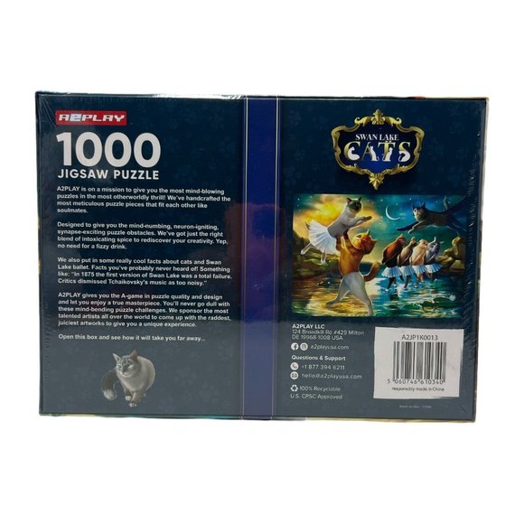 Swan Lake Cats 1000 Piece Puzzle Funny Cat Parody Swan Lake NIB - Picture 2 of 3